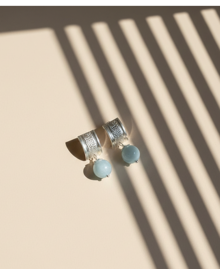 Golden Spiral Earrings with Natural Ruby