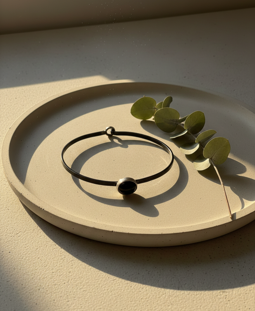 Gray Moonstone Bangle Bracelet