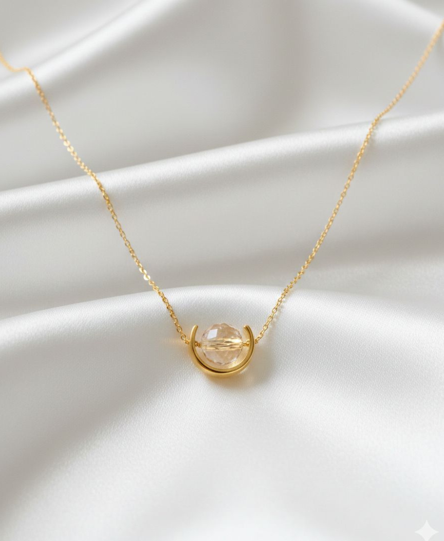 April - Clear Quartz Gold-Plated Necklace