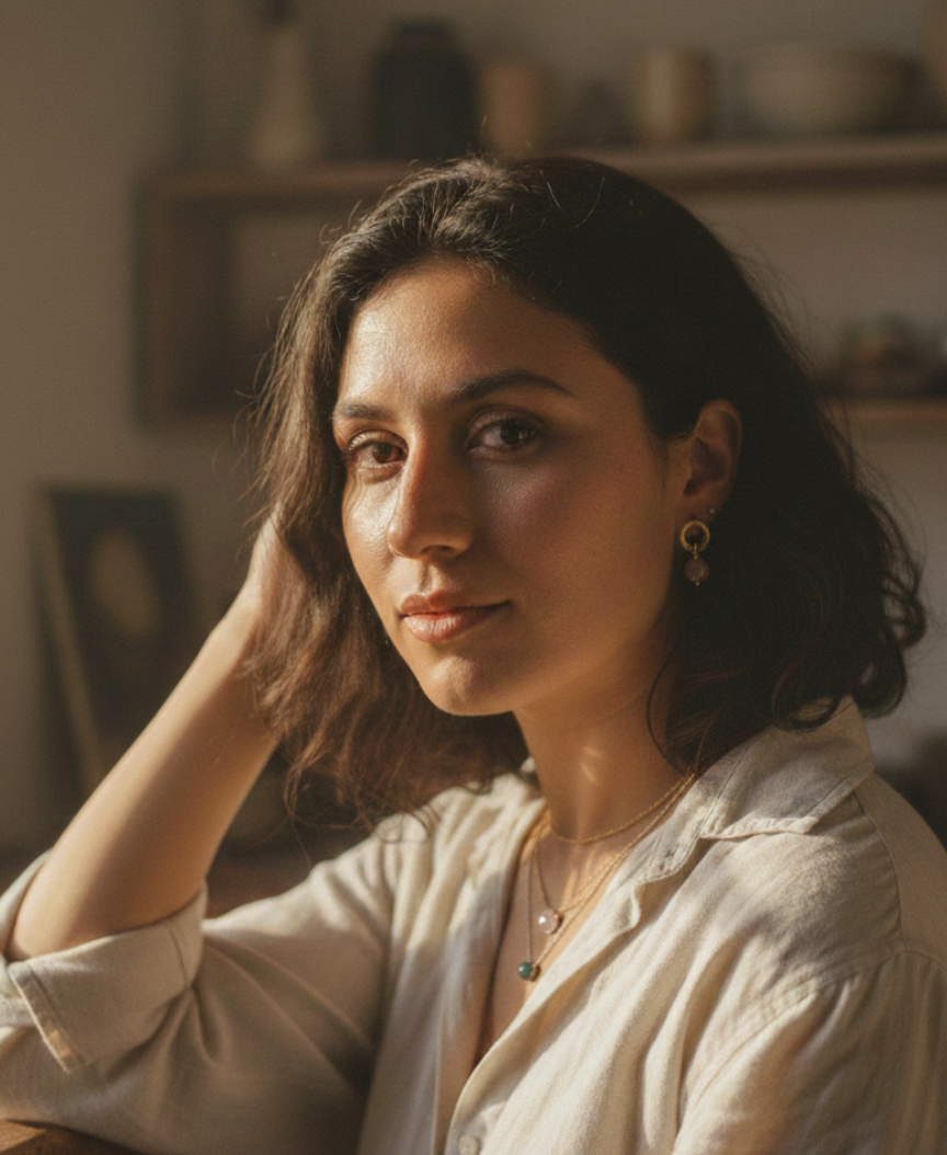 Gold Hoop Earrings with Rose Quartz