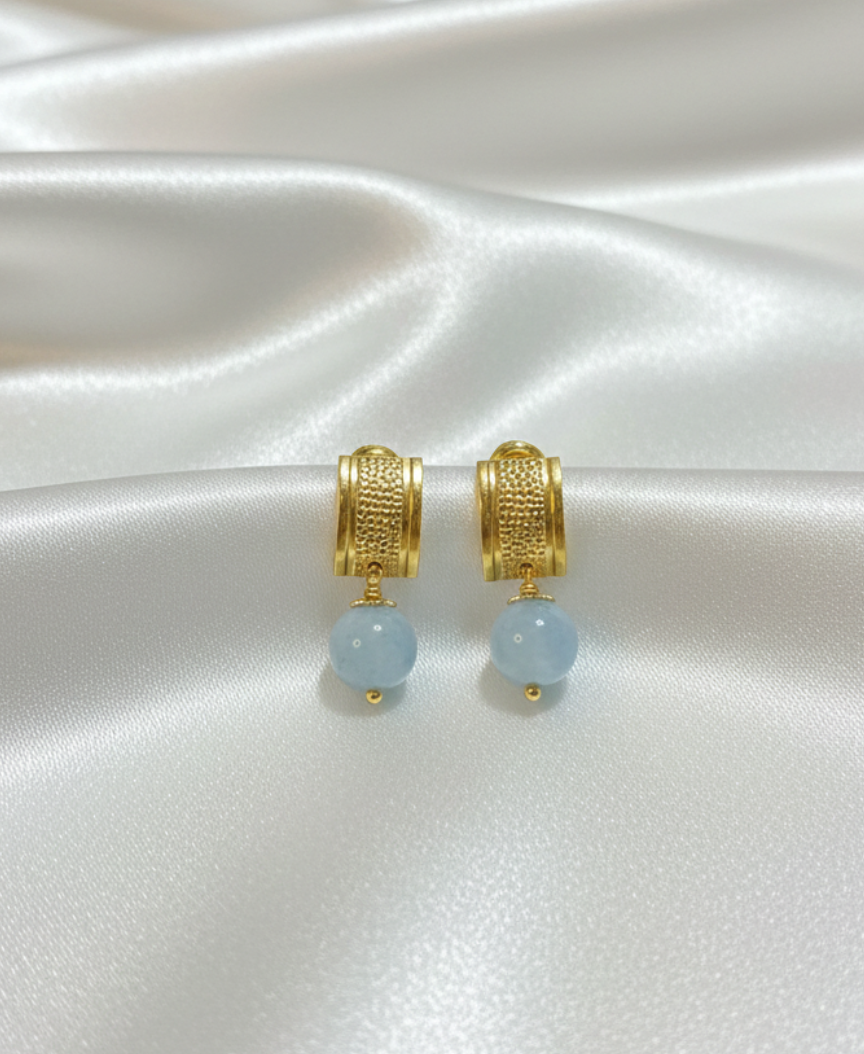 Gold Serenity Aquamarine Drop Earrings