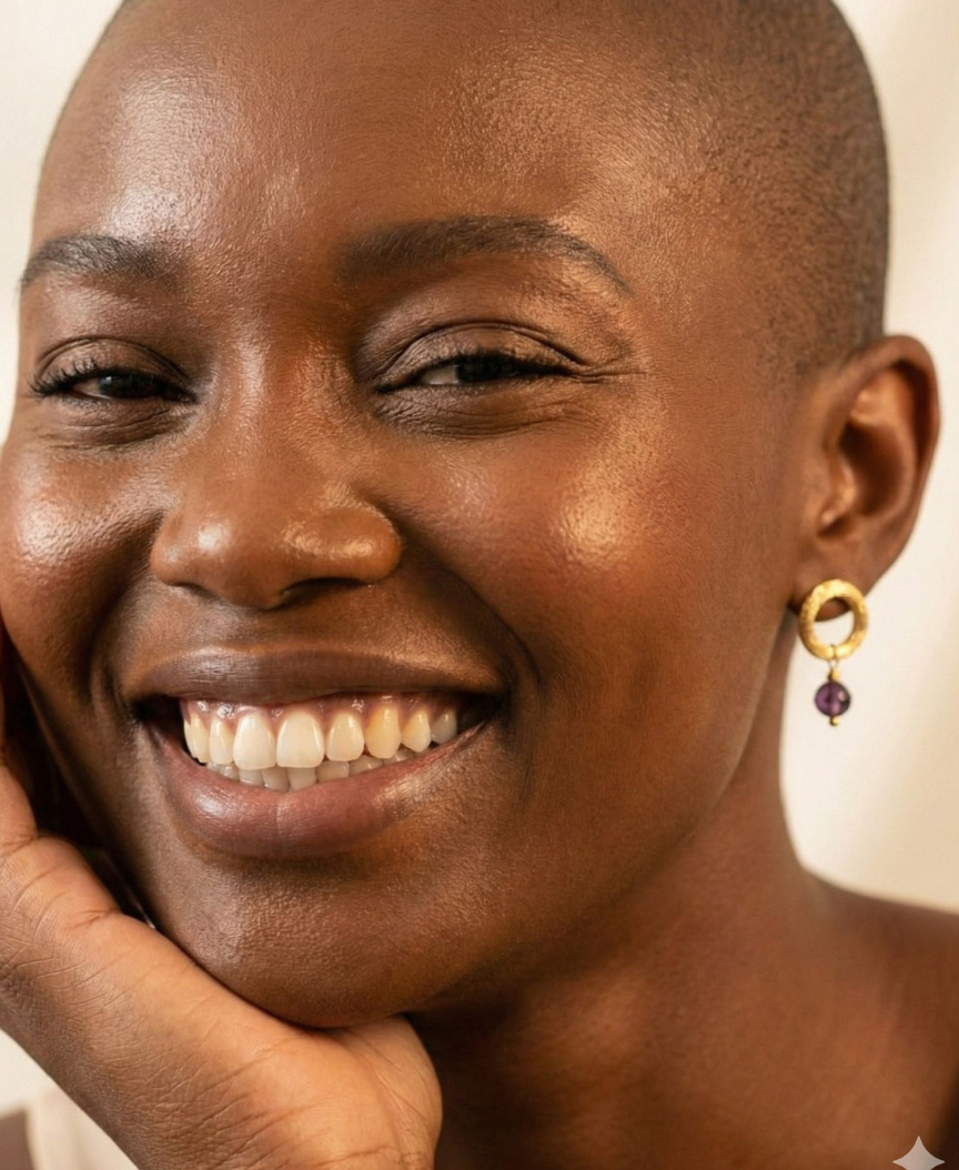 Gold Hoop Earrings Amethyst