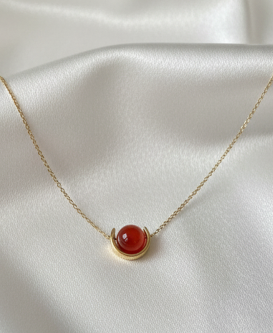 July - Carnelian Gold-Plated Necklace