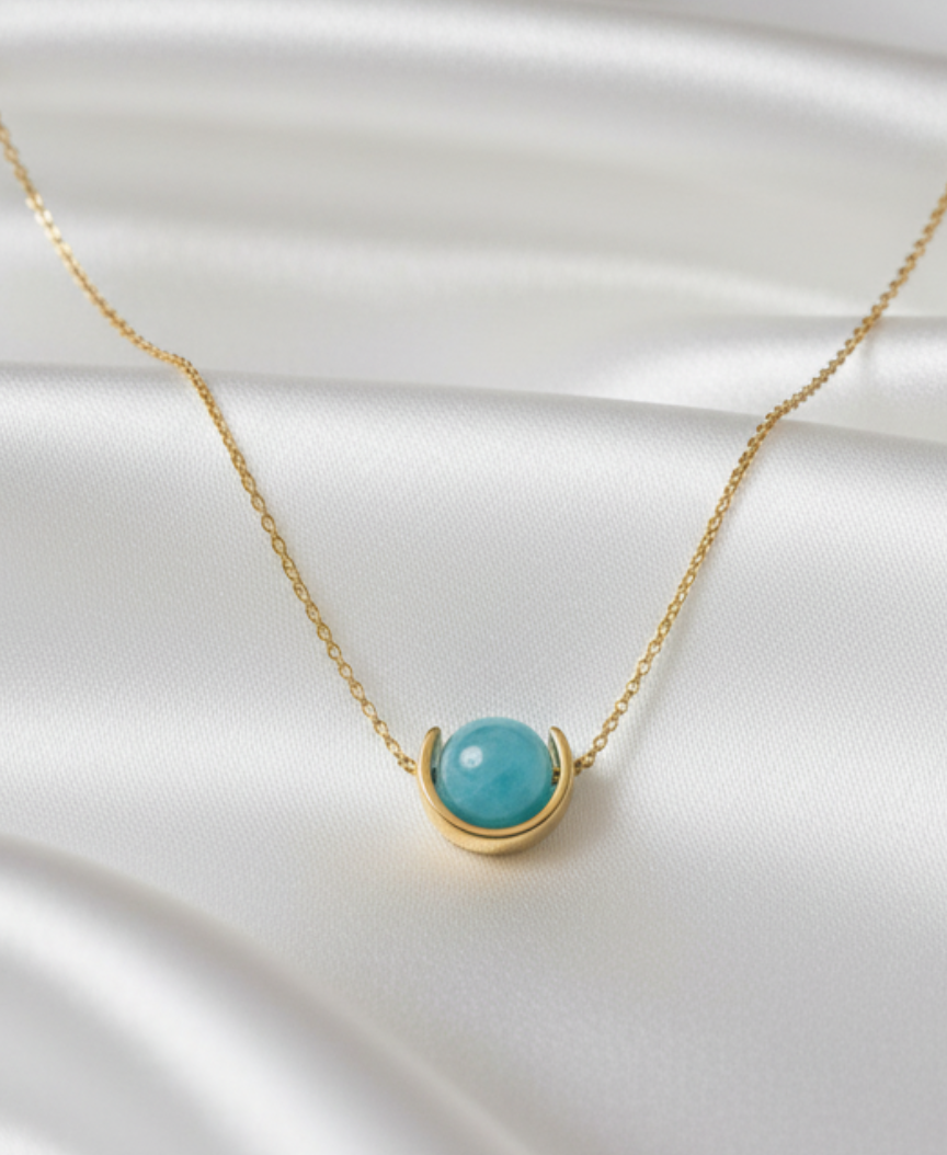 March - Aquamarine Gold-Plated Necklace