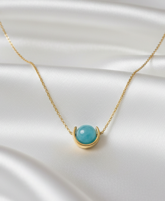 March - Aquamarine Gold-Plated Necklace