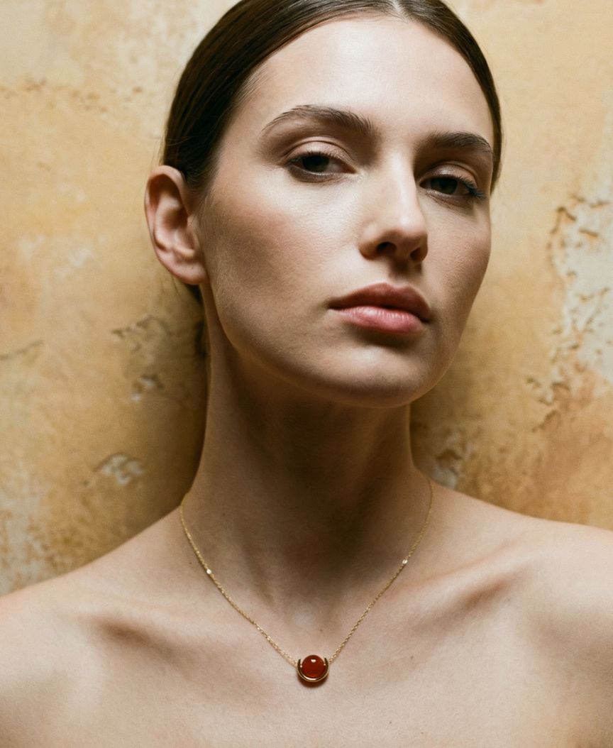 July - Carnelian Gold-Plated Necklace