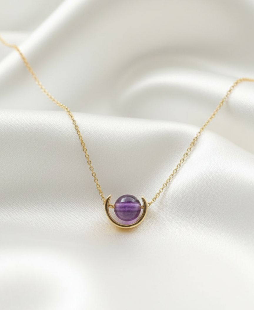 February - Amethyst Gold-Plated Necklace