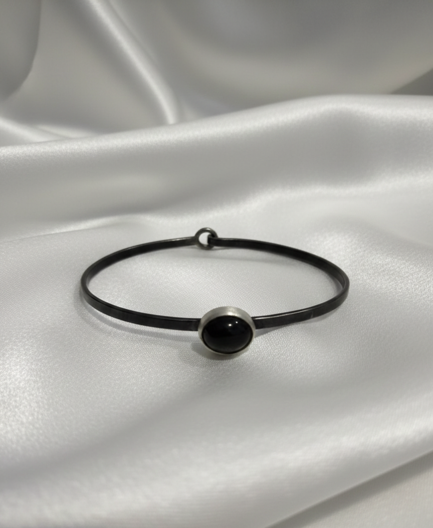 Gray Moonstone Bangle Bracelet