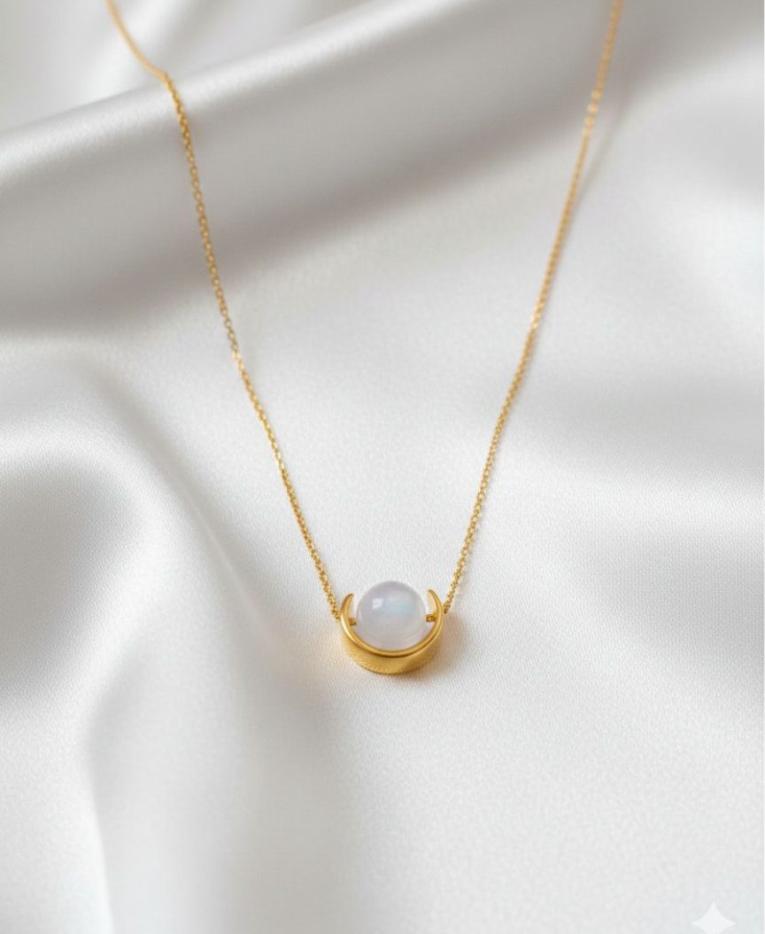 June - Moonstone Gold-Plated Necklace