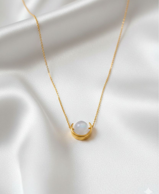 June - Moonstone Gold-Plated Necklace