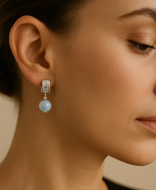 Silver Serenity Aquamarine Drop Earrings